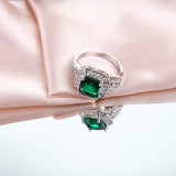 European And American Luxury Temperament Square Gemstone Ring Women