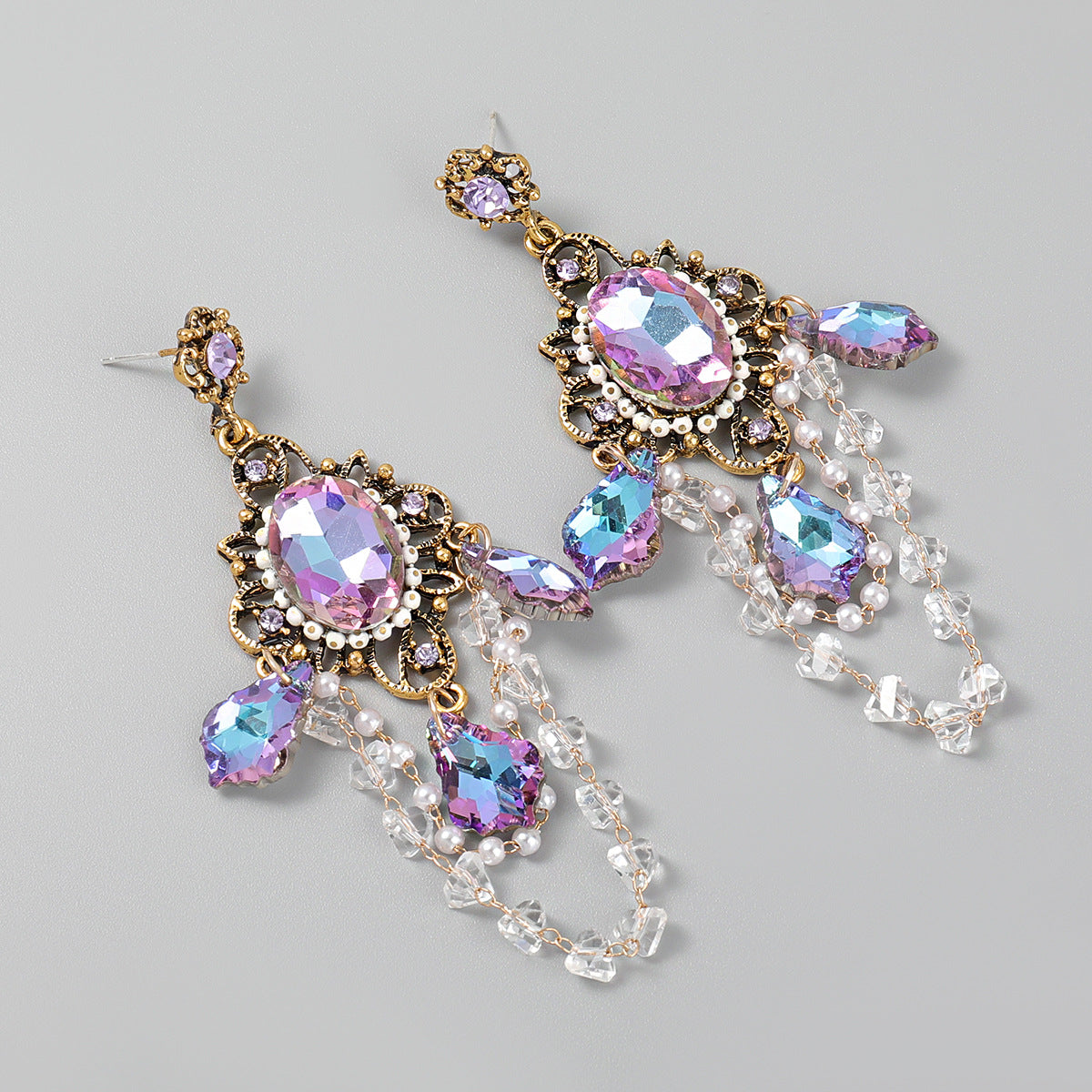 Alloy Diamond Acrylic Earrings Korean Earrings Girl Retro Earrings
