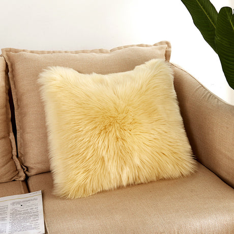 Warm Plush Cushion Cover Soft Solid Color Sofa Chair Pillowcase Comfortable Office Car Back Cushion Case