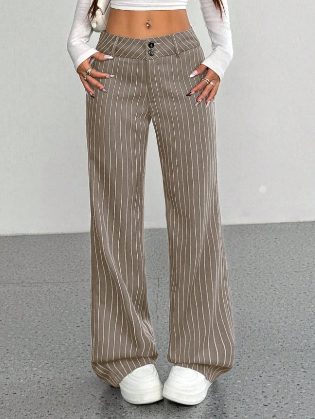 New Women's Korean And Japanese Slim-fit Striped Flared Casual Pants