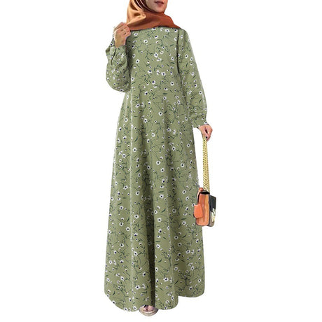 Printed Long Sleeve Vintage Dress