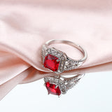European And American Luxury Temperament Square Gemstone Ring Women