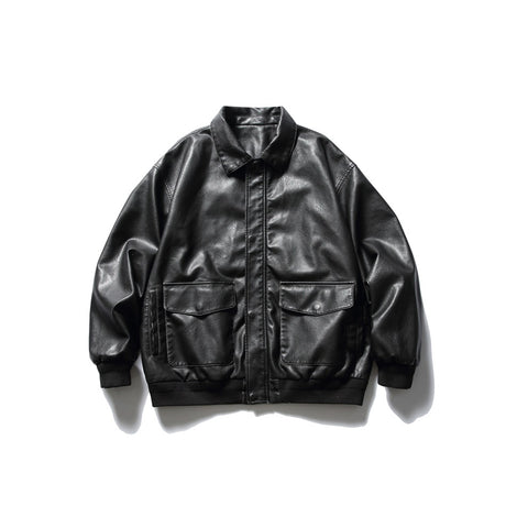 Loose Lapels Motorcycle Leather Jacket Retro Rub Colored PU Leather Jacket For Men