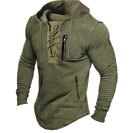 Spring And Autumn Pure Color Tied Zipper Pocket Sports Street Bronzing Hoodie