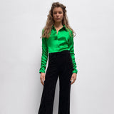 Ladies Fashion Pleated Slim Fit Blouse