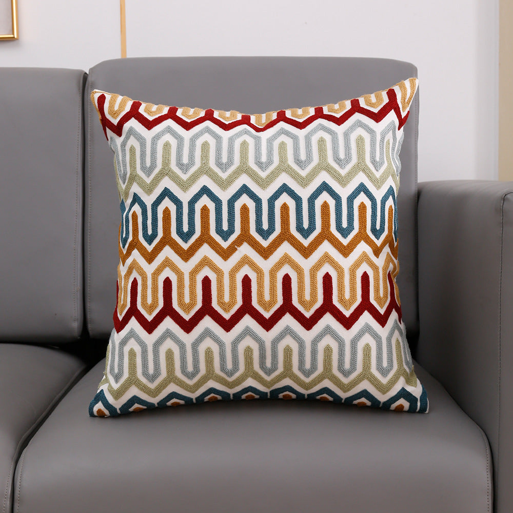 Towel Embroidery Words Pillow Cover Sofa Waist Rest