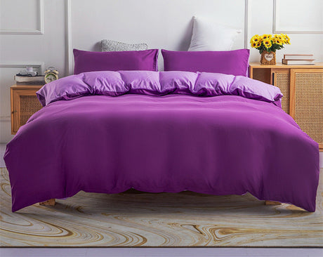 Solid Color Fitted Sheet Four Piece Quilt Cover