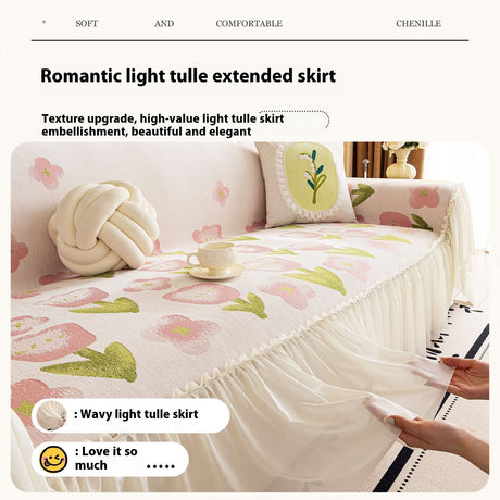 Full Covered High-grade Skirt Sofa Cover French Sofa Cover Cloth