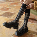 Slimming Versatile Rhombus Calf Socks Women