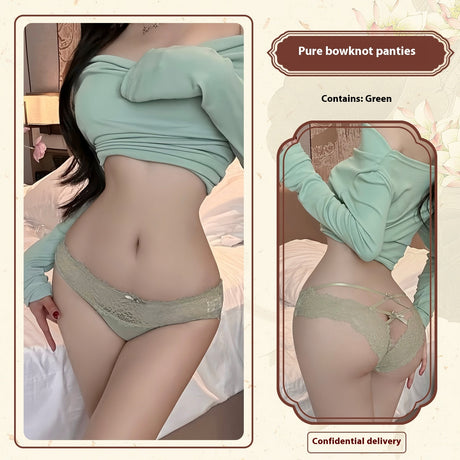 French Sexy Lace Low Waist Lace-up Cutout Pure Sexy Underwear