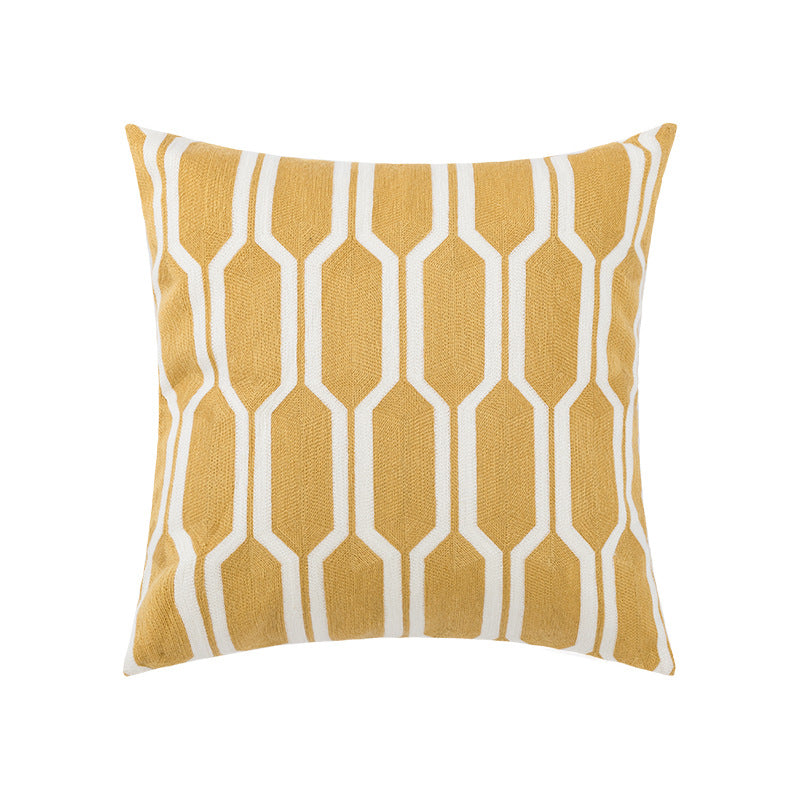 Sofa Seat Pillow Cover Cotton Chain Embroidered Lumbar