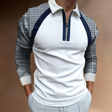 Men's 3D Printed Raglan Zipper And Lapel Long Sleeve