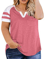 15 Colors Amazon New Ladies Plus Size Blouse Summer V-neck Raglan Sleeve T-shirt