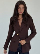 Womens Solid-Color V-Neck Elegant Slim-Fit Blazer