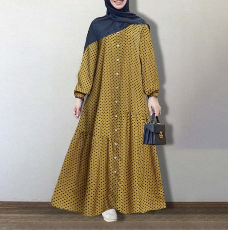 Polka Dot Ruffled Loose Large Sleeve Long Sleeve Dress