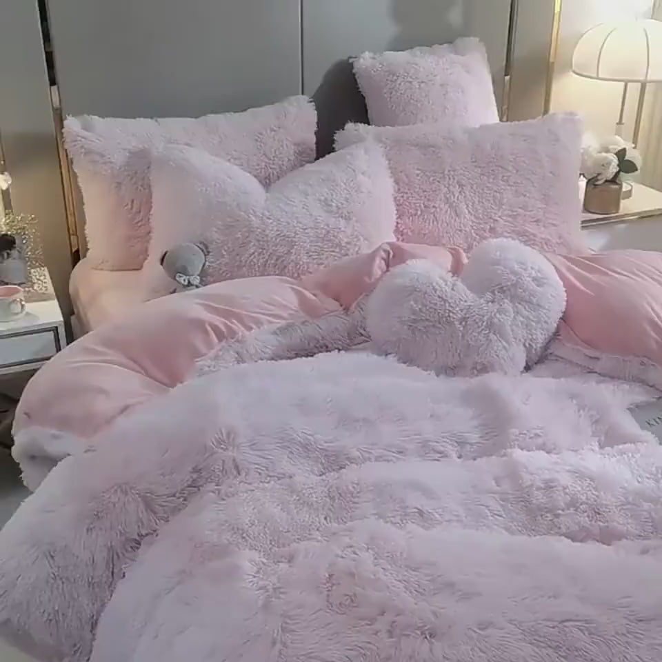 Luxury Thick Fleece Duvet Cover Queen King Winter Warm Bed Quilt Cover Pillowcase Fluffy Plush Shaggy Bedclothes Bedding Set