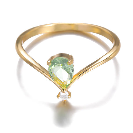 Simple V-shaped December Birthstone Male And Female Couple Rings