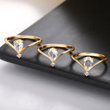 Simple V-shaped December Birthstone Male And Female Couple Rings