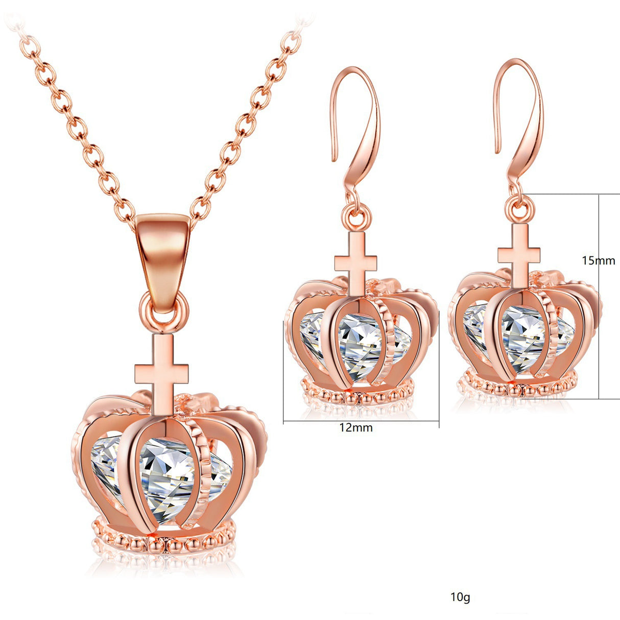 Zircon Crown Jewelry Set Earrings Pendant Jewelry Two-piece Christmas Gifts Europe