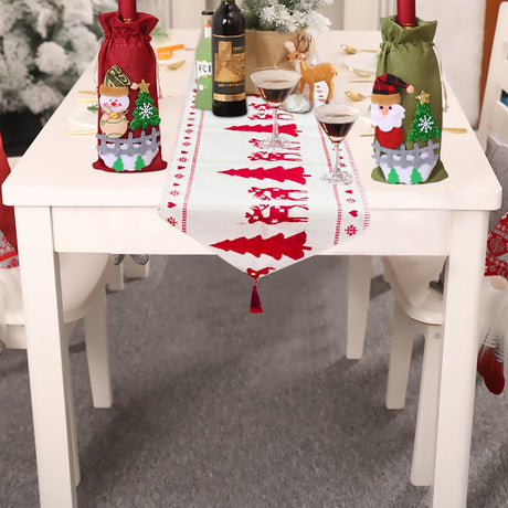 聖誕麋鹿雪人桌布聖誕快樂裝飾品