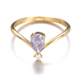 Simple V-shaped December Birthstone Male And Female Couple Rings