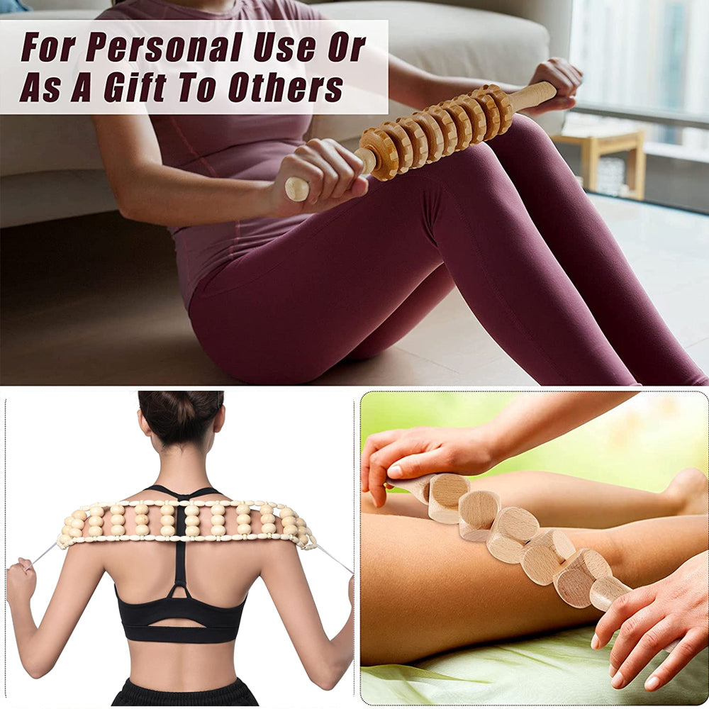3pcs Wooden Anti-Cellulite Massage Tool Hand Roller