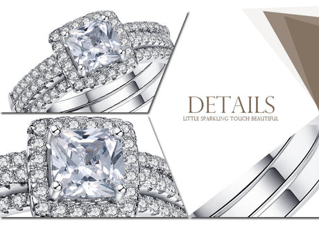Four-prong Group Set Women's Simple Engagement Ring