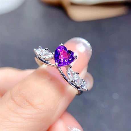 Natural Colored Stone Ring 925 Silver Fashion Versatile