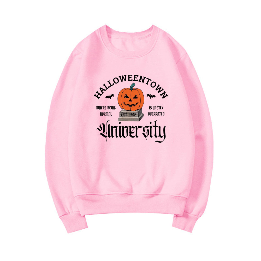 Kvinders Halloween-print græskar sweatshirt med rund hals