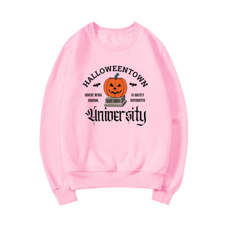 Women's Halloween Print Pumpkin Crew Neck Sweatshirt