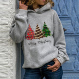 Christmas Merry Christmas Christmas tree hooded sweater large size loose top