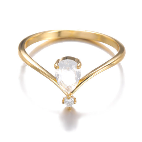 Simple V-shaped December Birthstone Male And Female Couple Rings