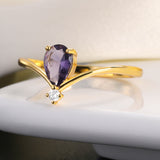 Simple V-shaped December Birthstone Male And Female Couple Rings