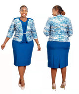 Plus-size small blazer print dress two pieces