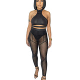 Mode Skinny Casual Colorblock Mesh Leggings