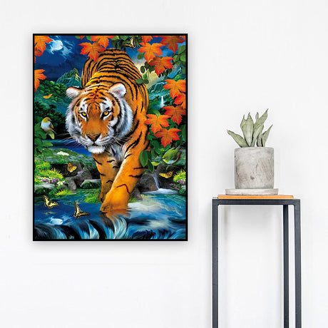 Tiger River Tree Diamond Painting Full Diamond Rhinestone Cross Stitch Hand Embroidery Kit Craft Love Gift