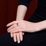 S925 Sterling Sølv Rose Guldbelagt Indlagt Naturlig Sort Opal Ring