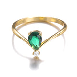 Simple V-shaped December Birthstone Male And Female Couple Rings