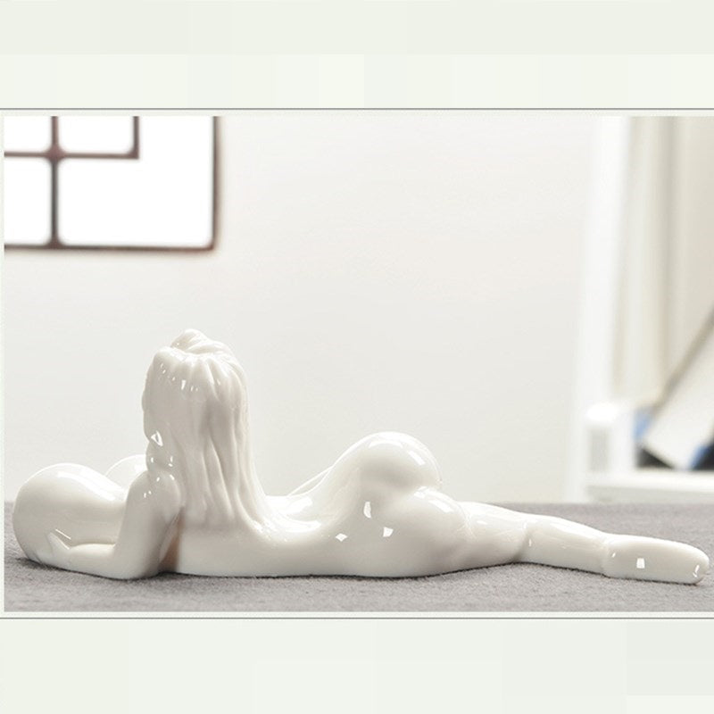 White Porcelain Crafts Big Breasted Beauty Art Home Decoration