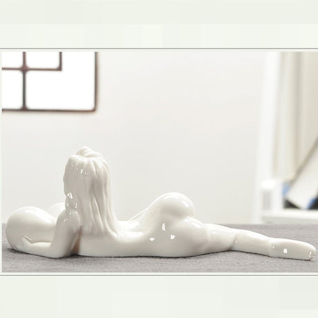 White Porcelain Crafts Big Breasted Beauty Art Home Decoration