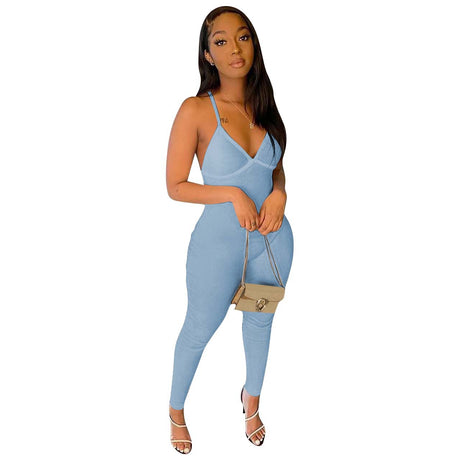 Crossover Suspender Jumpsuit Leggings
