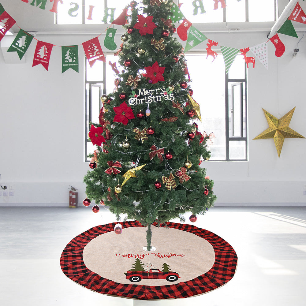 Linen Tree Skirt Bil Juletræ 120CM Julepynt Træ