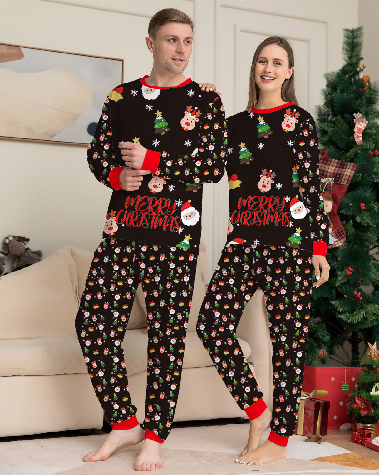 Familie Jul Matchende Pyjamas Sæt Jul Pyjamas Til Familie Jul PJS Xmas Nattøj