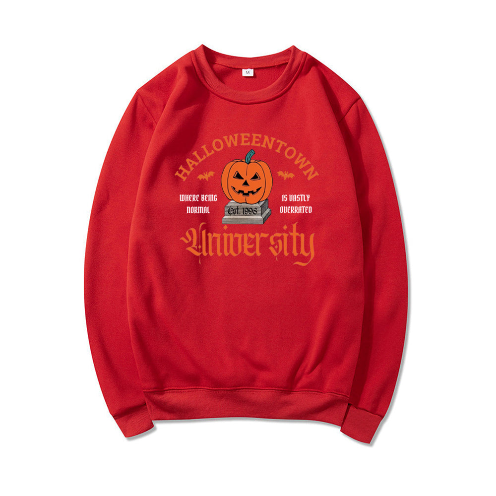 Kvinders Halloween-print græskar sweatshirt med rund hals