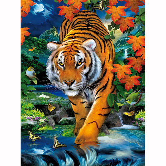 Tiger River Tree Diamond Painting Full Diamond Rhinestone Cross Stitch Hand Embroidery Kit Craft Love Gift