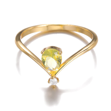 Simple V-shaped December Birthstone Male And Female Couple Rings
