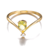 Simple V-shaped December Birthstone Male And Female Couple Rings