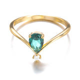 Simple V-shaped December Birthstone Male And Female Couple Rings