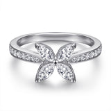 S925 Sterling Silver Ladies Gardenia Horse Eye Zircon Ring