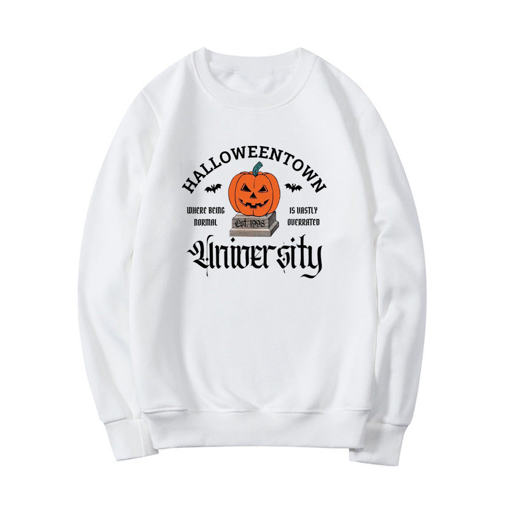 Kvinders Halloween-print græskar sweatshirt med rund hals